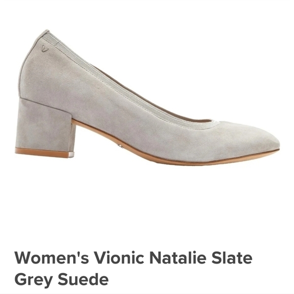 Vionic Natalie Suede Block Heel Pumps in Slate Gray, sz 10 WIDE - Picture 1 of 16